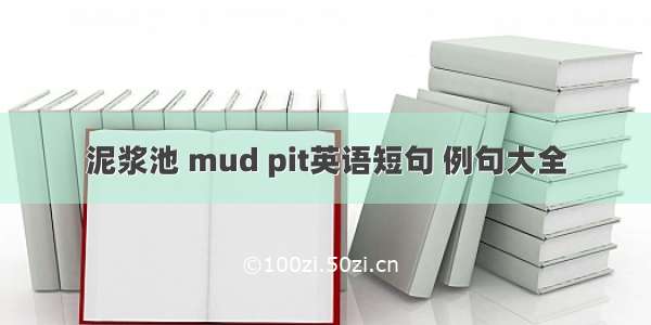 泥浆池 mud pit英语短句 例句大全