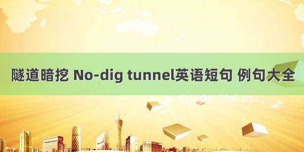 隧道暗挖 No-dig tunnel英语短句 例句大全