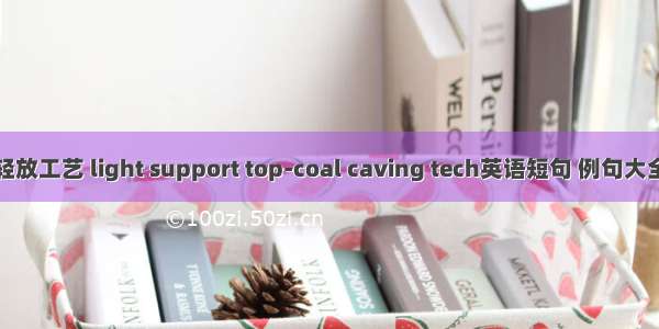 轻放工艺 light support top-coal caving tech英语短句 例句大全