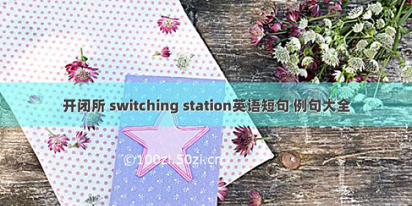 开闭所 switching station英语短句 例句大全