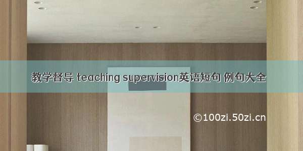 教学督导 teaching supervision英语短句 例句大全