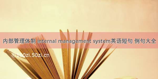内部管理体制 internal management system英语短句 例句大全