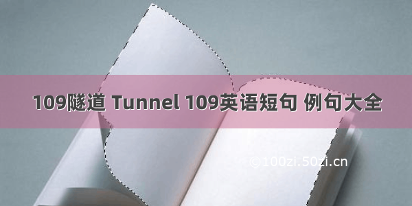 109隧道 Tunnel 109英语短句 例句大全