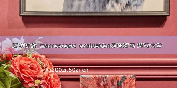 宏观评价 macroscopic evaluation英语短句 例句大全