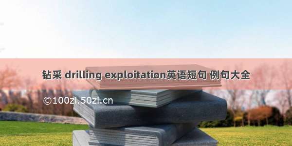 钻采 drilling exploitation英语短句 例句大全