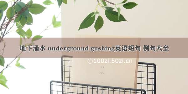 地下涌水 underground gushing英语短句 例句大全