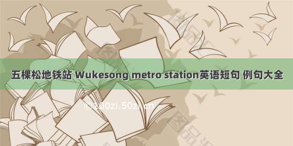 五棵松地铁站 Wukesong metro station英语短句 例句大全