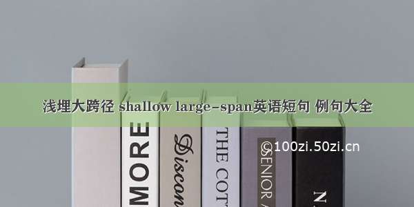 浅埋大跨径 shallow large-span英语短句 例句大全