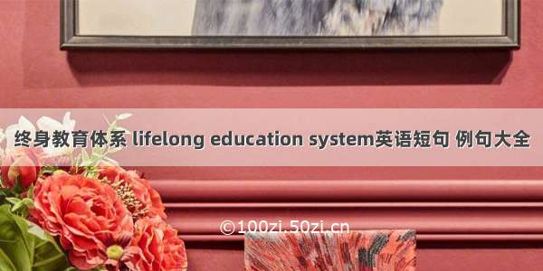 终身教育体系 lifelong education system英语短句 例句大全