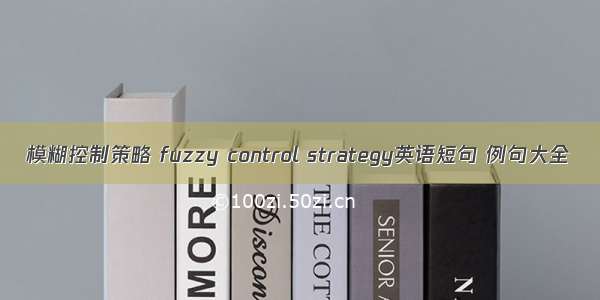 模糊控制策略 fuzzy control strategy英语短句 例句大全