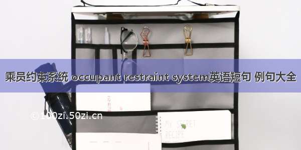 乘员约束系统 occupant restraint system英语短句 例句大全