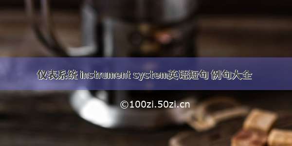 仪表系统 instrument system英语短句 例句大全