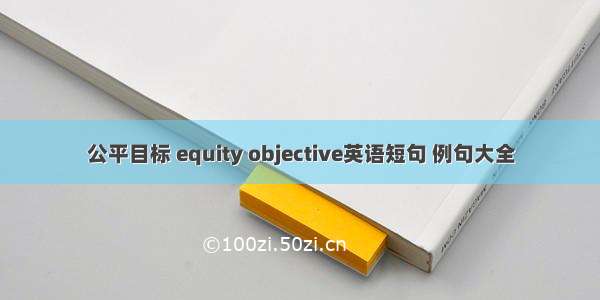 公平目标 equity objective英语短句 例句大全