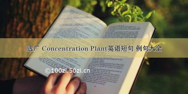 选厂 Concentration Plant英语短句 例句大全