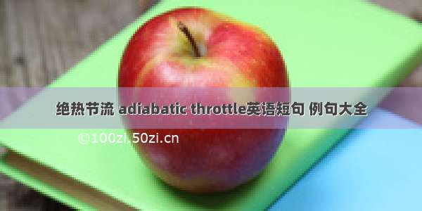 绝热节流 adiabatic throttle英语短句 例句大全