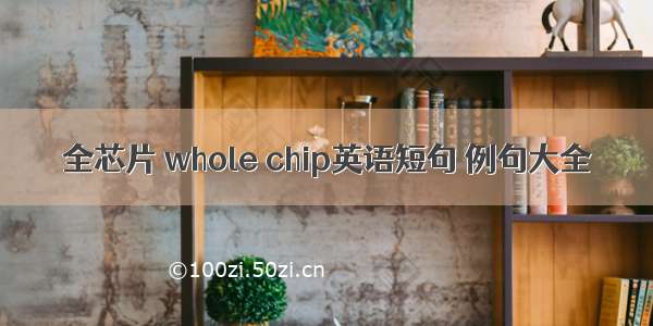 全芯片 whole chip英语短句 例句大全