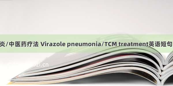 病毒性肺炎/中医药疗法 Virazole pneumonia/TCM treatment英语短句 例句大全