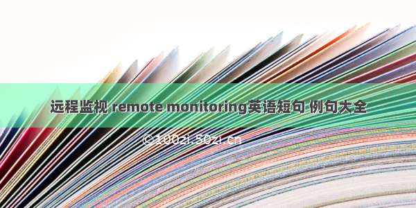 远程监视 remote monitoring英语短句 例句大全