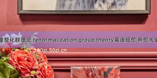重整化群理论 renormalization group theory英语短句 例句大全