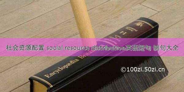 社会资源配置 social resource distribution英语短句 例句大全