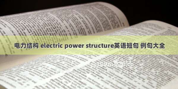 电力结构 electric power structure英语短句 例句大全