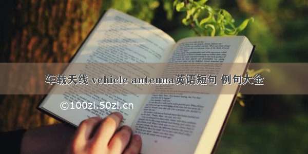 车载天线 vehicle antenna英语短句 例句大全