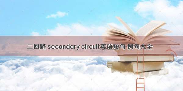 二回路 secondary circuit英语短句 例句大全