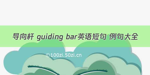 导向杆 guiding bar英语短句 例句大全