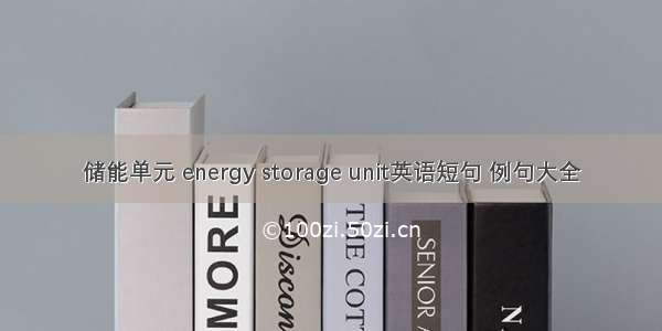 储能单元 energy storage unit英语短句 例句大全