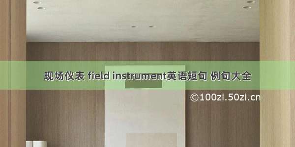 现场仪表 field instrument英语短句 例句大全