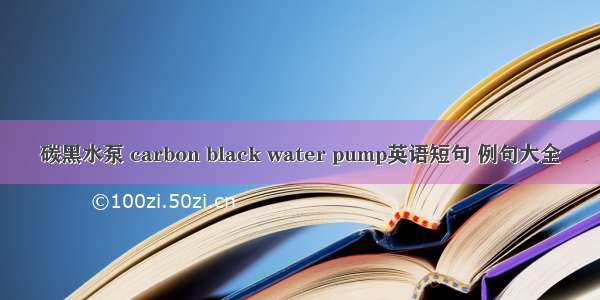 碳黑水泵 carbon black water pump英语短句 例句大全