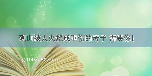 砚山被大火烧成重伤的母子 需要你！