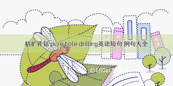 精扩孔钻 pure hole drilling英语短句 例句大全