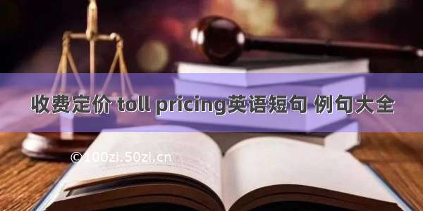 收费定价 toll pricing英语短句 例句大全