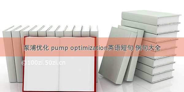 泵浦优化 pump optimization英语短句 例句大全