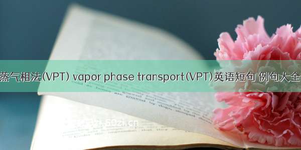 蒸气相法(VPT) vapor phase transport(VPT)英语短句 例句大全