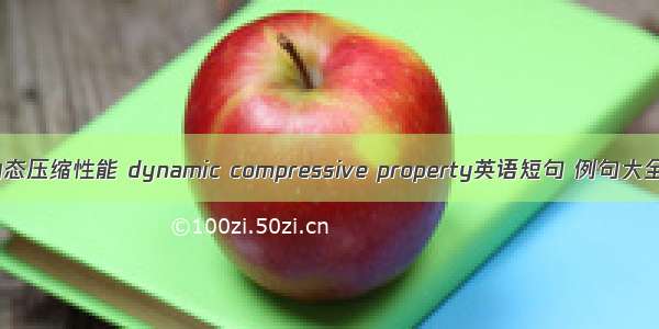 动态压缩性能 dynamic compressive property英语短句 例句大全