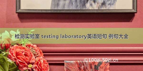 检测实验室 testing laboratory英语短句 例句大全