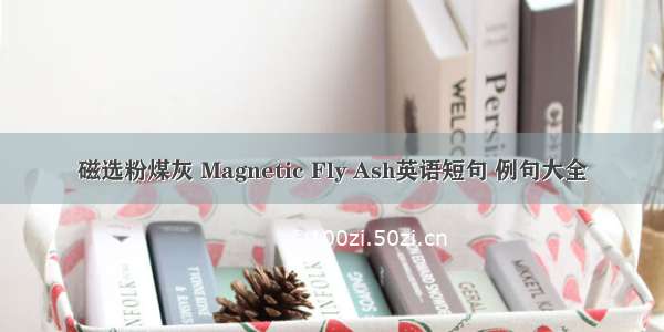 磁选粉煤灰 Magnetic Fly Ash英语短句 例句大全