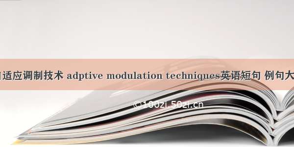 自适应调制技术 adptive modulation techniques英语短句 例句大全