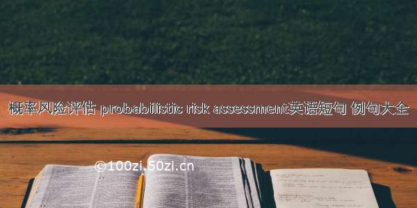概率风险评估 probabilistic risk assessment英语短句 例句大全