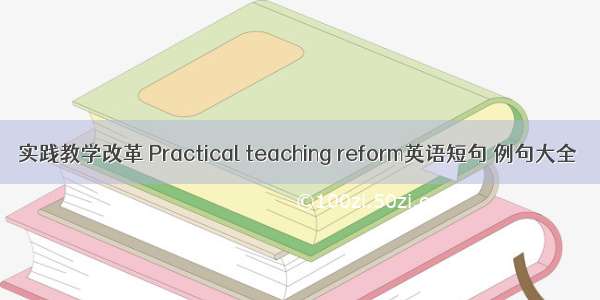实践教学改革 Practical teaching reform英语短句 例句大全