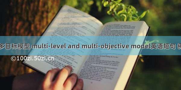 多层次多目标模型 multi-level and multi-objective model英语短句 例句大全