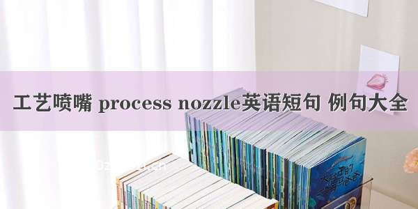 工艺喷嘴 process nozzle英语短句 例句大全