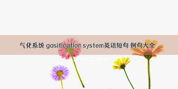 气化系统 gasification system英语短句 例句大全