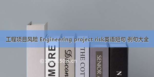 工程项目风险 Engineering project risk英语短句 例句大全