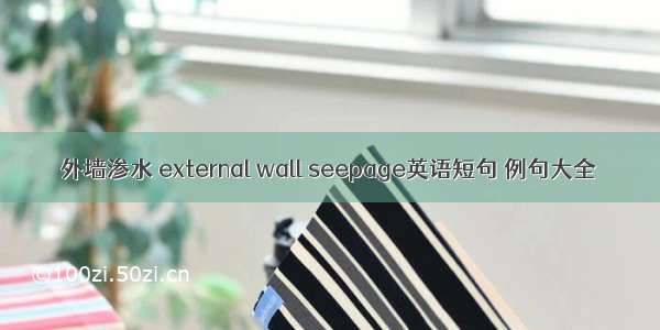 外墙渗水 external wall seepage英语短句 例句大全