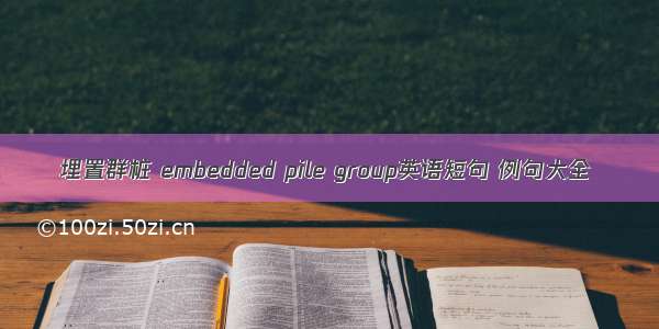 埋置群桩 embedded pile group英语短句 例句大全