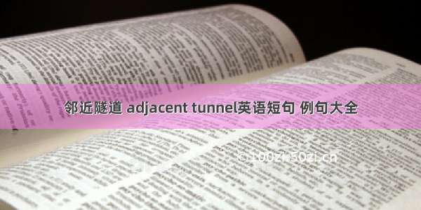 邻近隧道 adjacent tunnel英语短句 例句大全