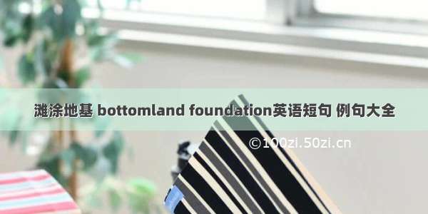 滩涂地基 bottomland foundation英语短句 例句大全